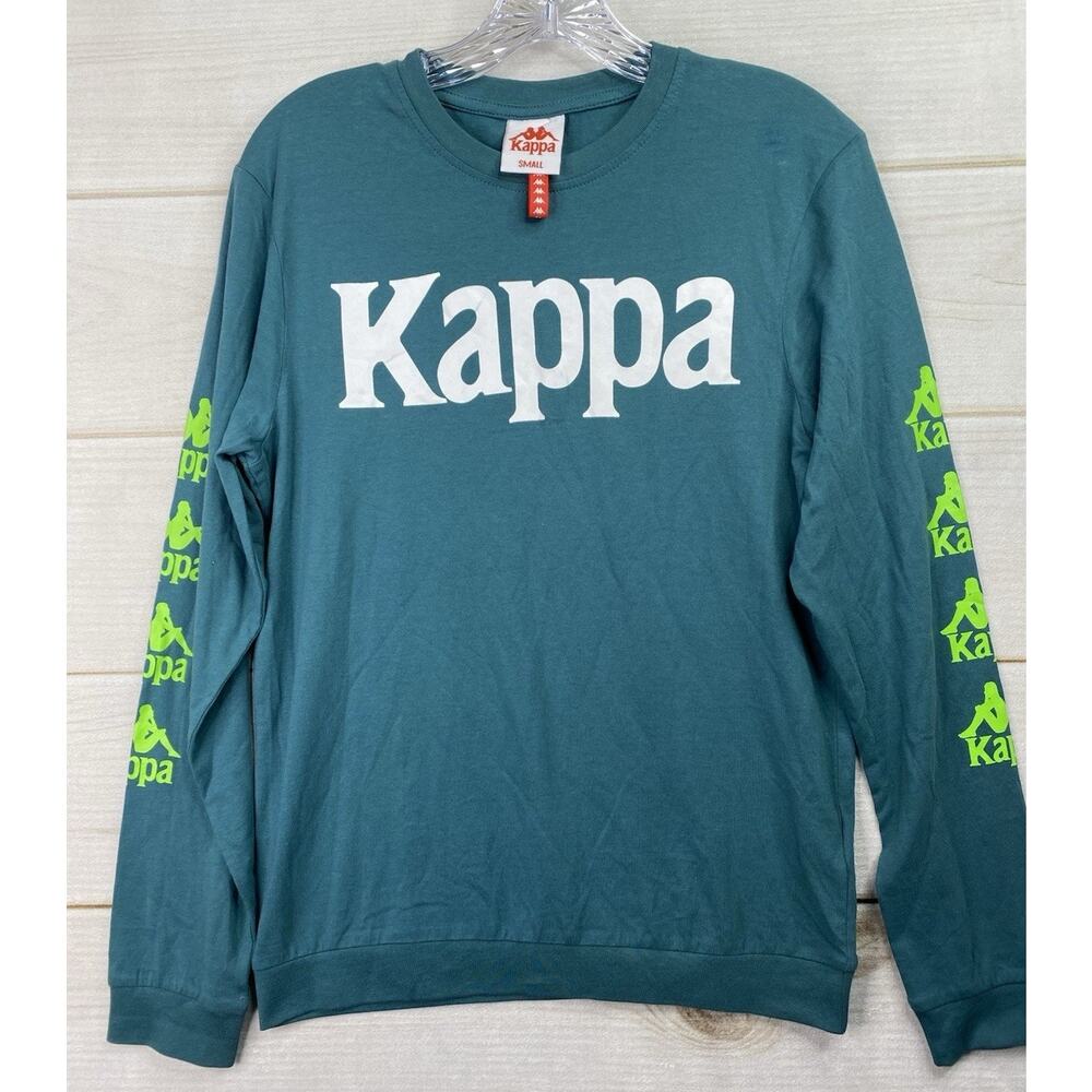 Kappa Long Sleeve T Shirt Mens S Teal Graphic Logo Retro Streetwear Long Sleeve
